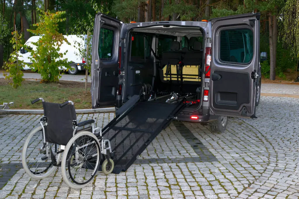 ADA-compliant wheelchair van with hydraulic ramp in Newark, NJ - door-to-door transport service.