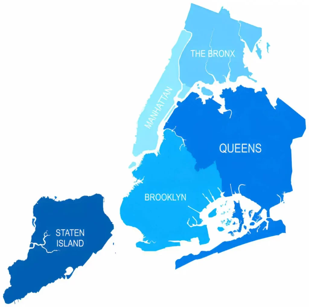 Map showing NYC ambulette service coverage area