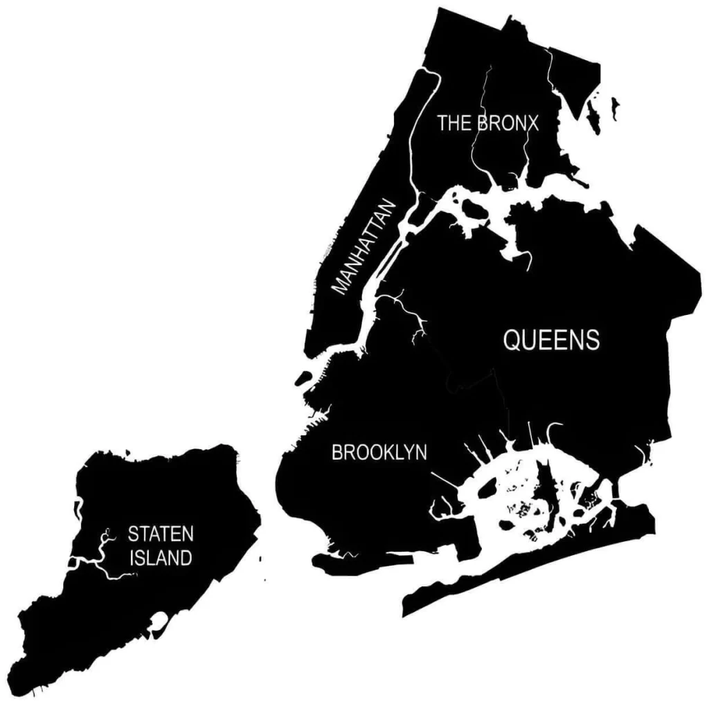 Map showing all NYC boroughs served by wheelchair transportation provider