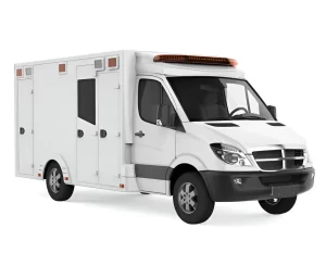 Modern ambulette service van in NYC with wheelchair ramp