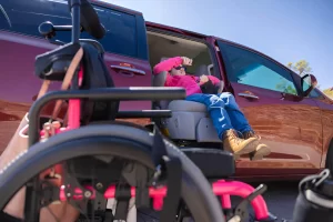 Wheelchair passenger boarding an ADA van in New York City
