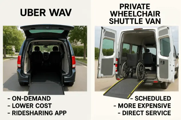 uber wav vs wheelchair shuttle service comparison chart nyc