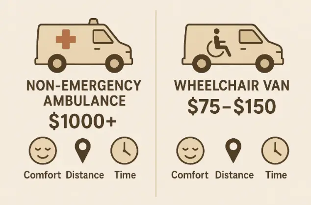 non emergency ambulance vs wheelchair van cost and comfort breakdown