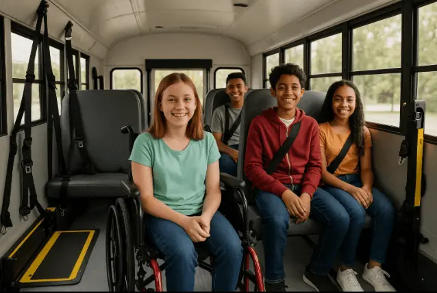 Modern wheelchair-accessible school bus for NYC students
