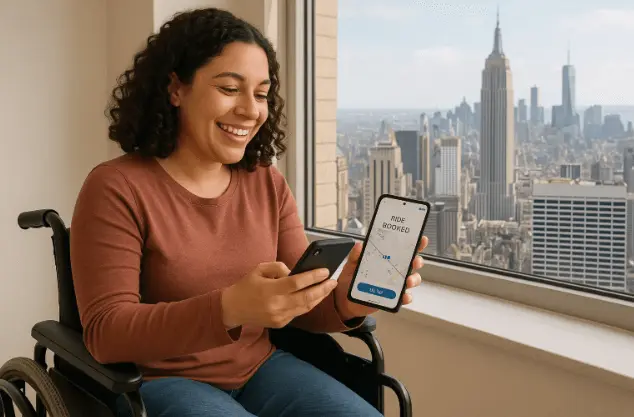 Passenger booking affordable wheelchair accessible airport transportation in NYC