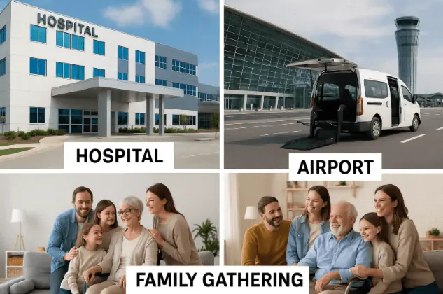 Handicap transportation in NYC for hospitals, airports, shopping trips, and family gatherings.