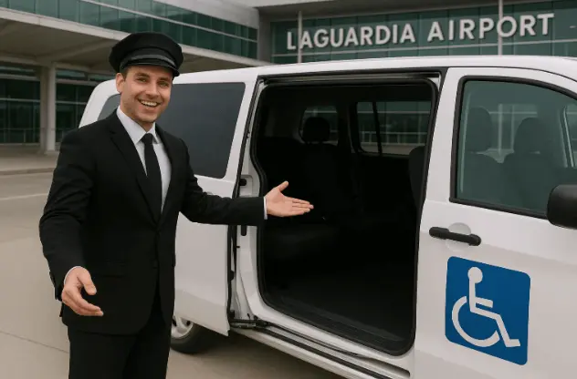 NYC Wheelchair driver offering reliable and affordable wheelchair van service at LaGuardia Airport.