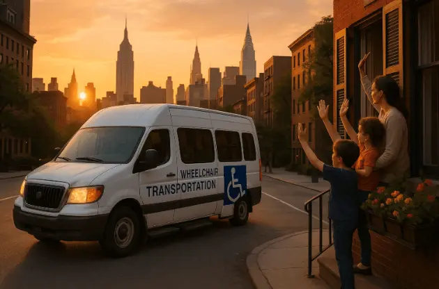 NYC Wheelchair van providing professional stretcher transportation service in New York City.