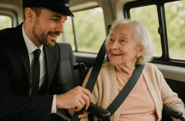Professional driver providing safe and comfortable transport for disabled passenger in NYC.