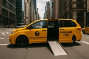 Reliable wheelchair taxi NYC with ramp, ensuring safe and accessible transport for passengers.