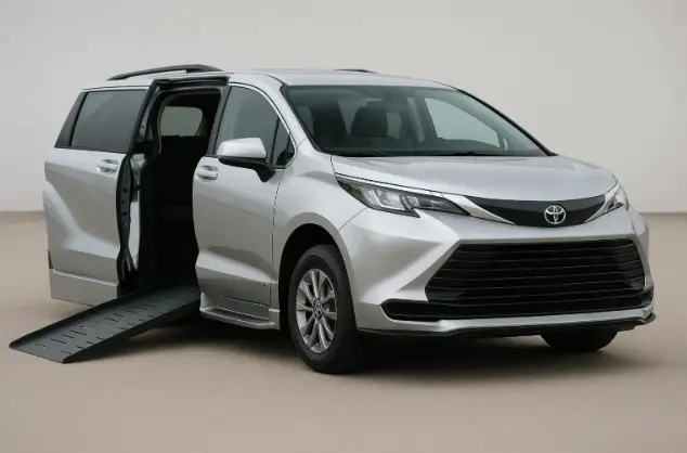 Toyota disability-friendly minivan with ramp access for wheelchair users.