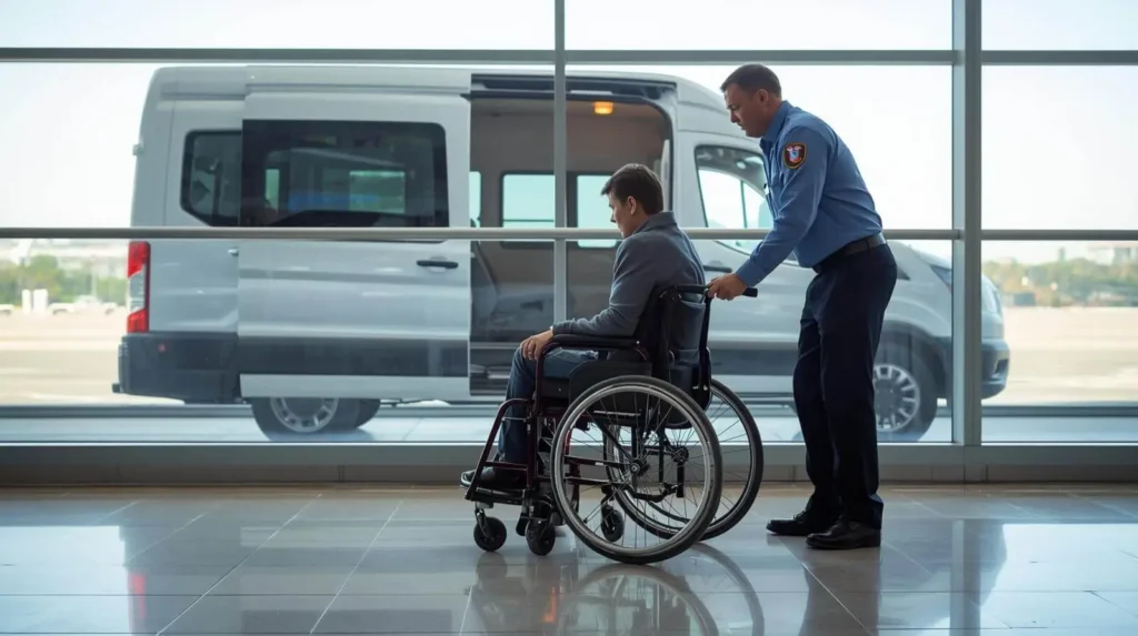 Wheelchair assistance at JFK Airport with ADA van service NYC.