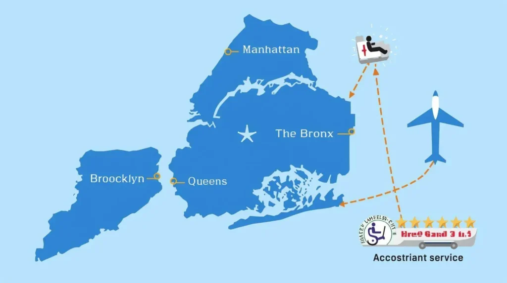 NYC boroughs served for JFK wheelchair transportation service.