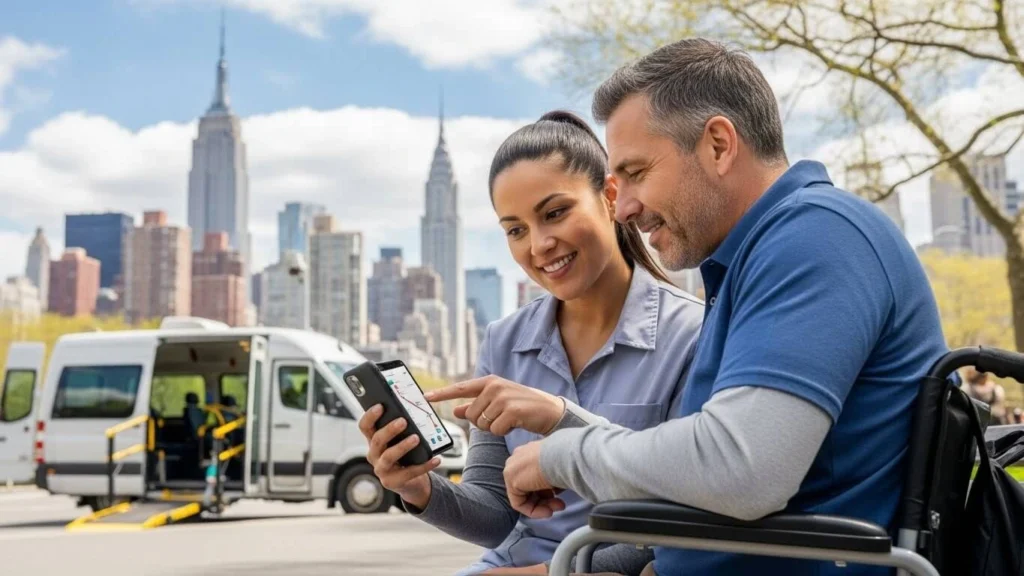 disabled passenger choosing best transport option in NYC.