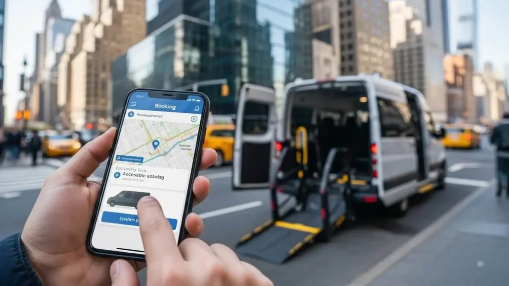 instant wheelchair taxi booking NYC with accessible van service.
