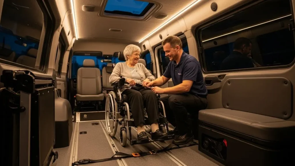 late night wheelchair rides NYC with trained driver.