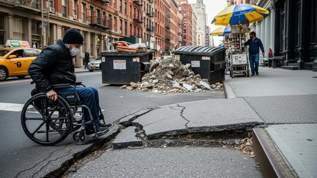 mobility challenges NYC sidewalks for wheelchair users.