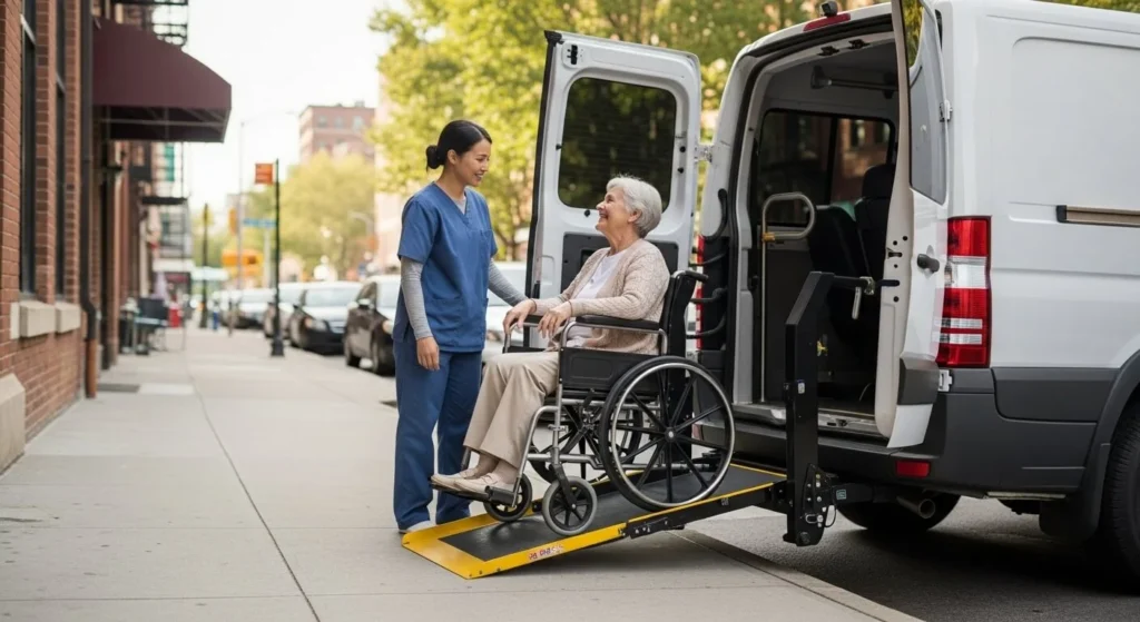 Seniors and patients using NEMT services for medical visits.